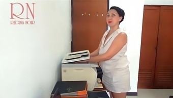 Boss'S Secretary Secretly Films Herself In Lingerie On Mfp Security Camera