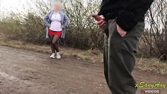 Public Peeping Tom Exposes Himself In A Park And Attracts A Curious Milf