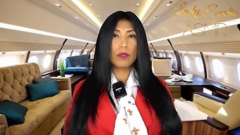 Experience The Sensual Journey Of A Horny Flight Attendant With Big Natural Tits In This Asmr-Erotic Video