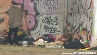 Voyeuristic Glimpse Of Public Threesome With Homeless Individuals In Eastern Europe