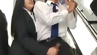 A Thai Ladyboy Gives A Handjob On A Public Bus