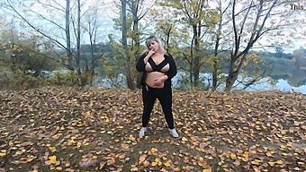 Milfs Show Off Their Curves In Public Park Near Lake