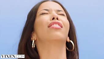 Petite Brunette Lia Gets A Big Dick In Her Mouth And Pussy
